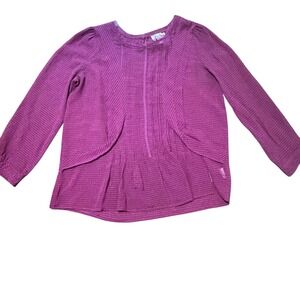 HD In Paris Blouse Long Sleeve Pleated Details Purple Top‎ Keyhole Size 8
